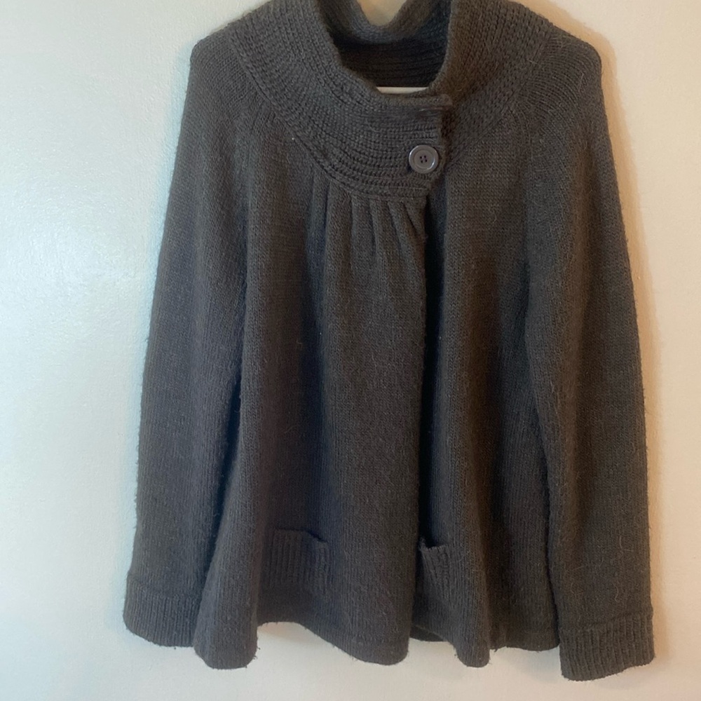 Women’s cardigan/poncho, dark brown T3 (US M/L)